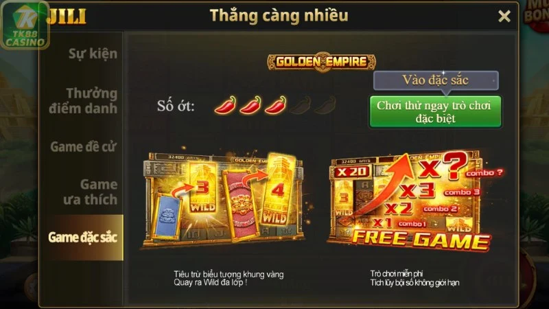 Giao diện sản phẩm Golden Empire được thiết kế cuốn hút